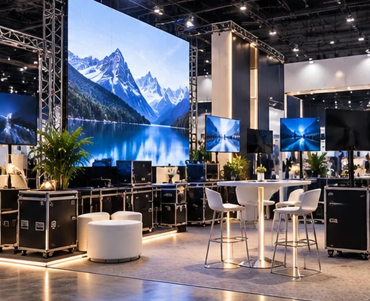Illustrative audiovisual display and equipment at an exhibition